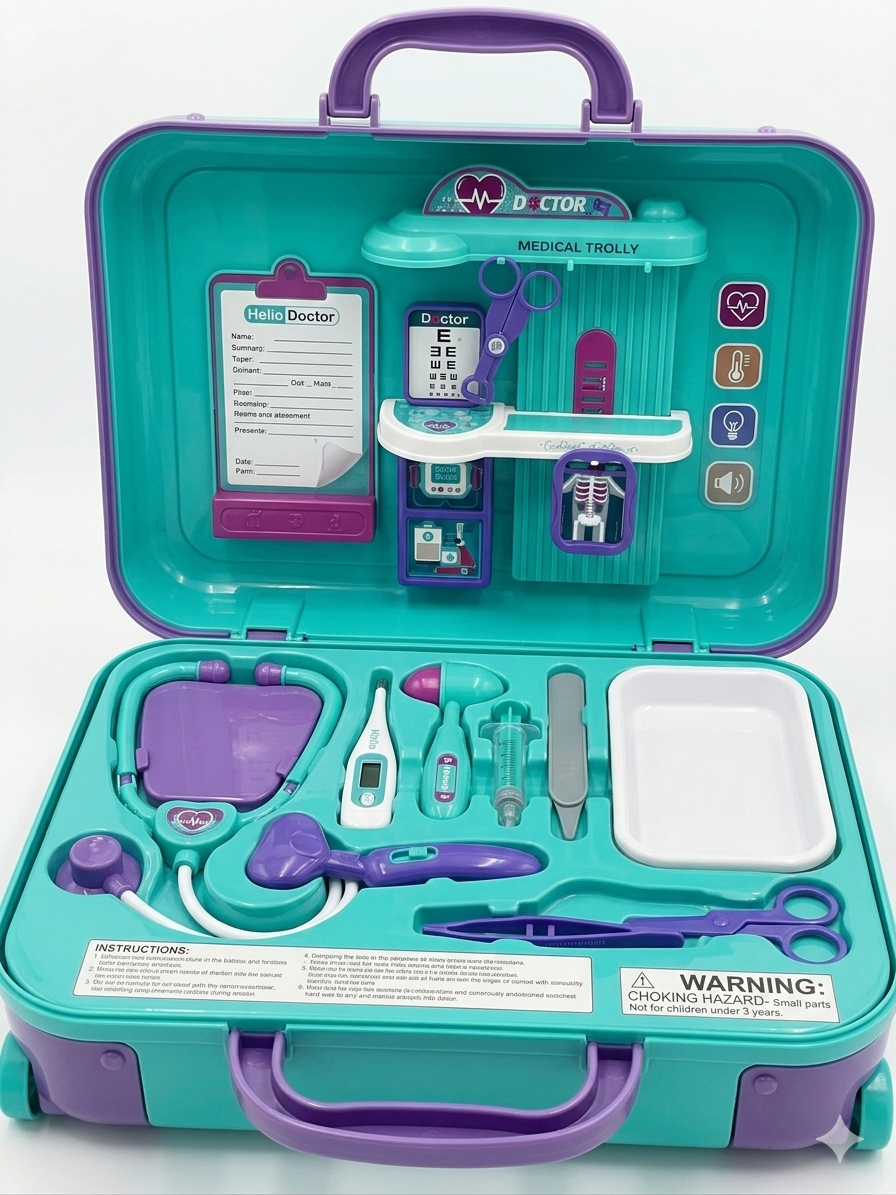 Medical Doctor Trolley Play Set Kids 2in1 Suitcase Toy Gift Boys Girls Age 3+